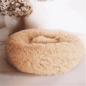 Round Long Hairy Autumn And Winter Nest Pad Cat Mattress (Option: Apricot-50cm)
