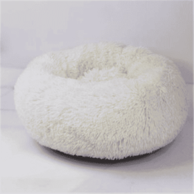 Round Long Hairy Autumn And Winter Nest Pad Cat Mattress (Option: White-40cm)