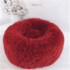 Round Long Hairy Autumn And Winter Nest Pad Cat Mattress (Option: Red-70cm)