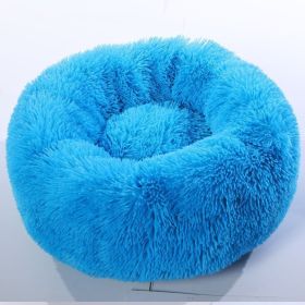 Plush pet nest (Option: Blue-60cm)