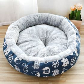 Dog And Cat Litter Padded With Round Cotton (Option: Blue-S)